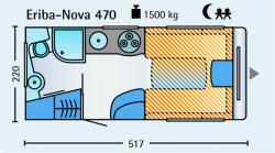 Eriba Nova 470 '07 - BOVAG '14 keuring - 2 slaapplaatsen